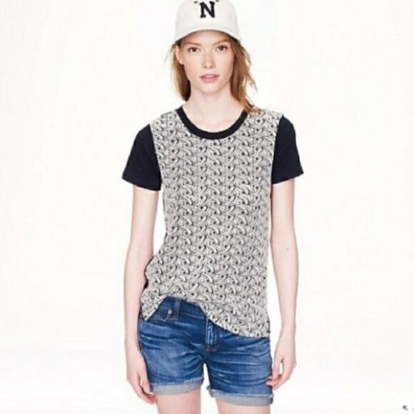 J Crew Blue Eyelet Paisley Cotton Shirt - Picture 1 of 9